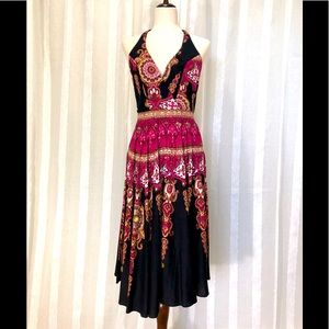 Sue Wong 4 pink/black embellished halter dress